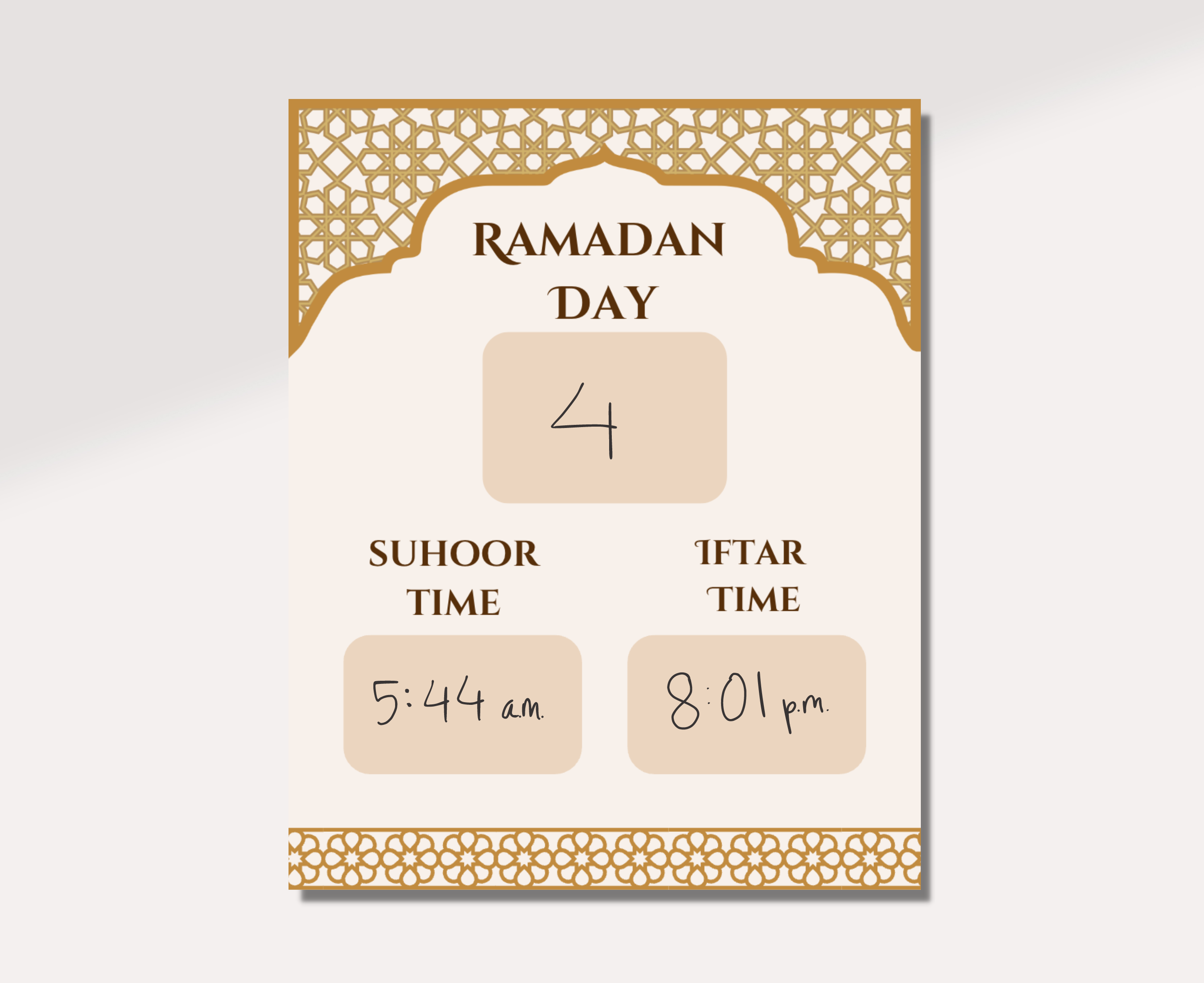 Ramadan Daily Time Chart